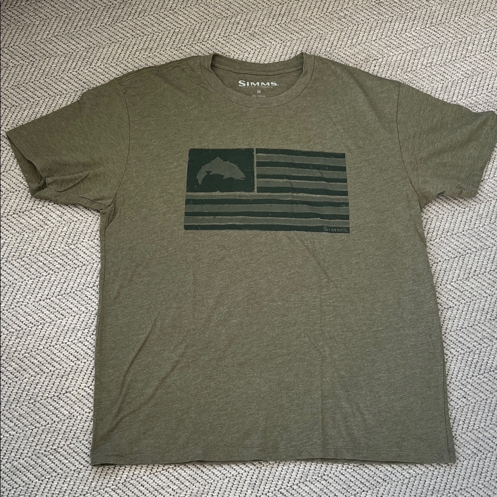 Simms Olive Short Sleeve Flag Graphic Tee